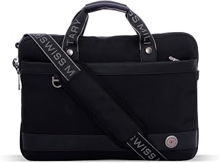 SWISS MILITARY Black Gold Collection Flicker Laptop Sling Bag for Men & Women, Premium 1680D Fabric, Fits 15.6” Laptop, Tr... Price In India