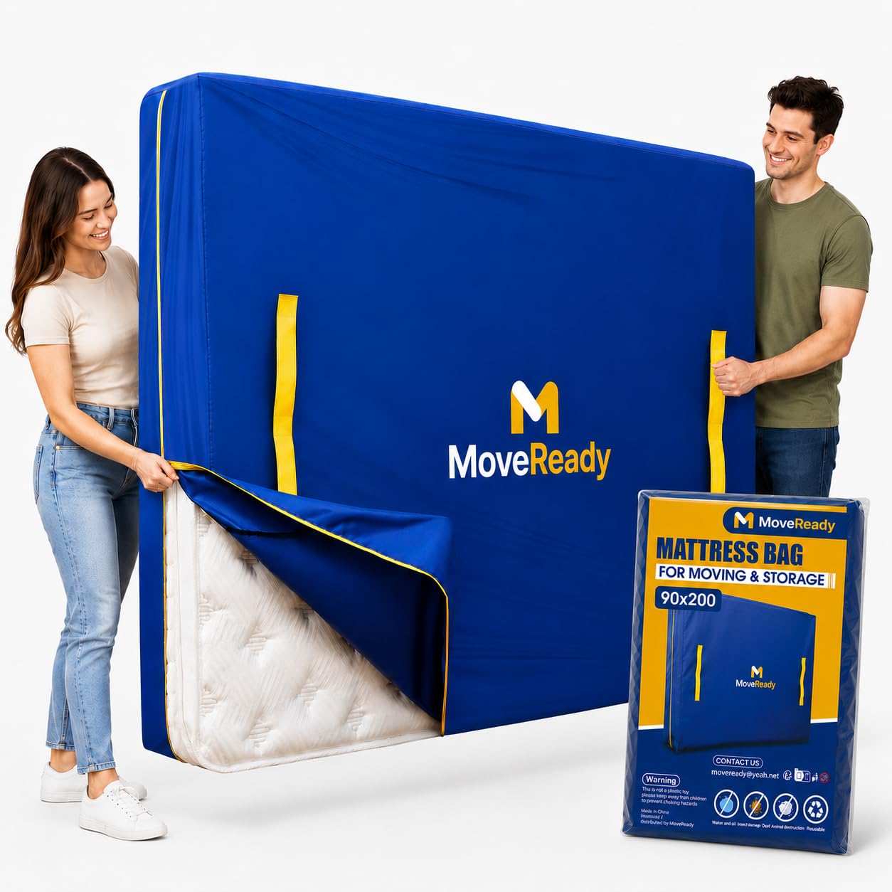 Single Mattress Bag with Zipper, Mattress Cover for Moving