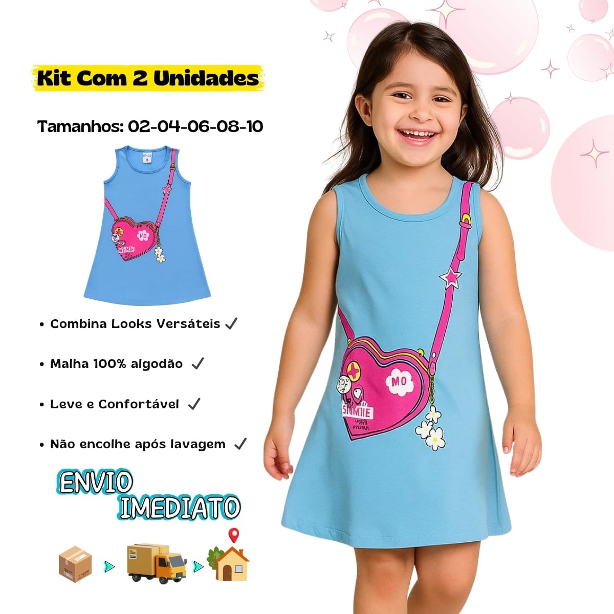 Kit 2 Vestidos Infantil Menina de Verão Malha 100% Algodão Godê Estampado em promoção! Veja a oferta e mais achadinhos de Meninas 3 Hoje é o melhor dia para comprar Kit 2 Vestidos Infantil Menina de Verão Malha 100% Algodão Godê Estampado com aquele preço maroto! Promoção! Aproveite a oferta! 3
