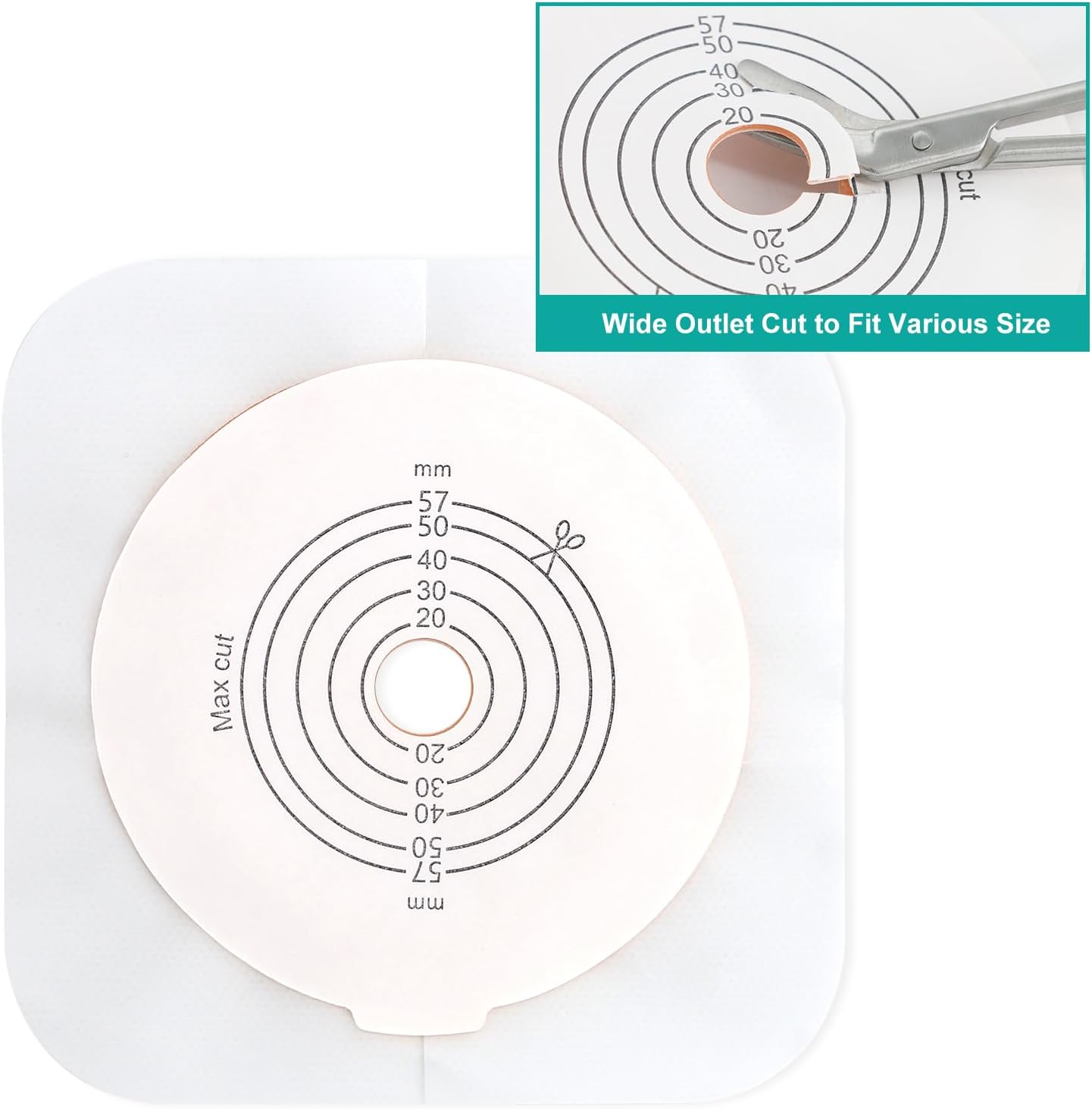 12PCS Adhesive Skin Barrier with Non-Woven Border for Two-Piece Colostomy Bags