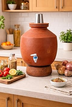 Mittiwalaz Terracotta Clay Water Pot | Earthenware Pot for Storing Water | Mitti ka Matka 12 litres | Pani ka ghada | Matki with Tap