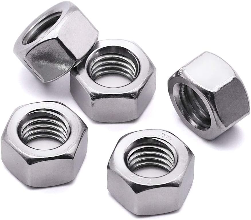 8# 32 Stainless Steel Finished Hex Nut, 304 Stainless Steel 18-8 Hexagon Nut, Bright Finish, Full Thread, ASME B18.2.2, 100 Pcs