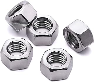 10# 24 Stainless Steel Finished Hex Nut, 304 Stainless Steel 18-8 Hexagon Nut, Bright Finish, Full Thread, ASME B18.2.2, 100 Pcs