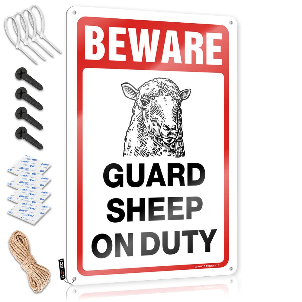 Cool Wall Art Funky Road Sarcastic Decor Beware! Guard Sheep On Duty - Easy To Hang Art(30X40CM)