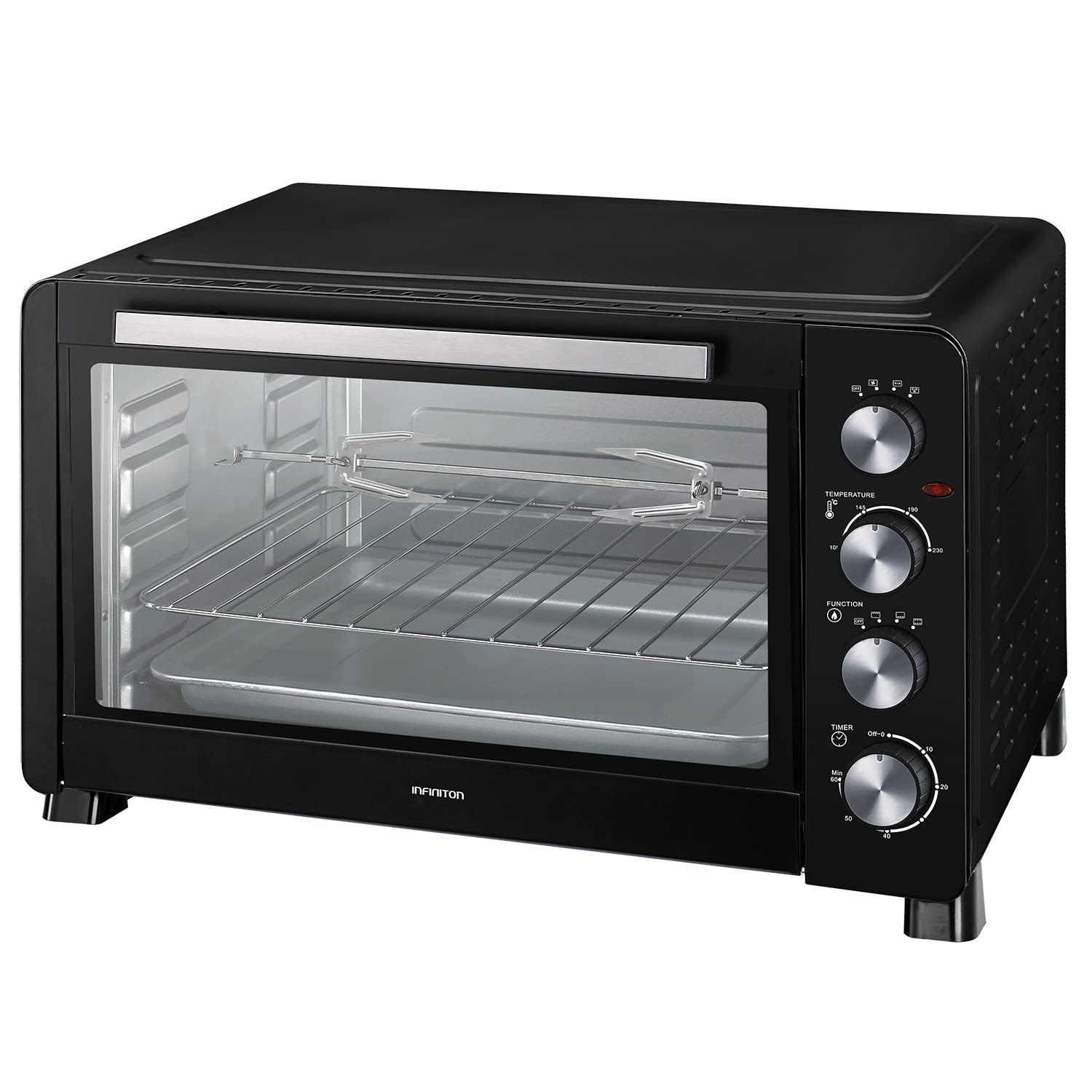 INFINITON HSM-A60B – Table Oven, Black, 60L, 2500W, Convection, Rotisserie Function, Rotisserie Function, Rotisserie Function, Double Glazing, Interior Light, Timer 60 min.