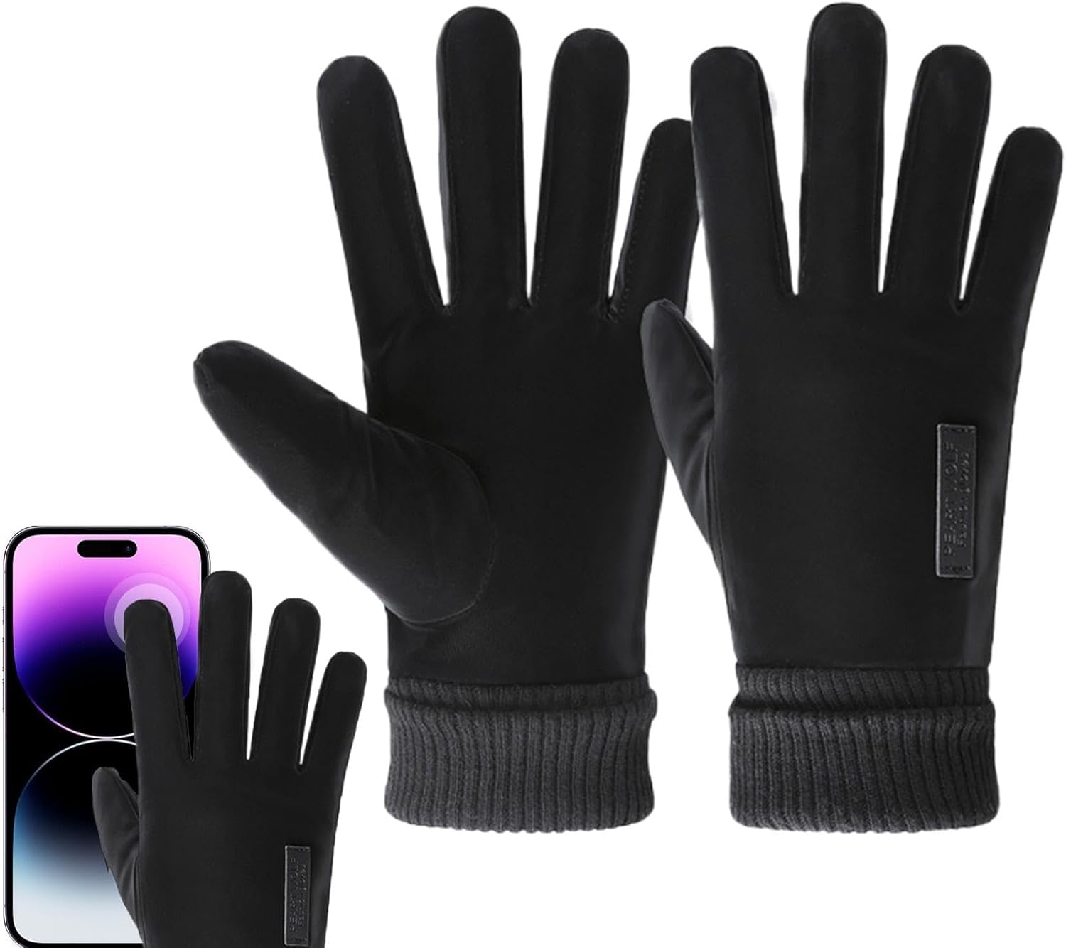 Winter Gloves for Men, Running | Touch Screen Thermal Driving Mittens - Thick Snow Insulated, Waterproof Texting Warm for Cold Weather(Colour: brown black)