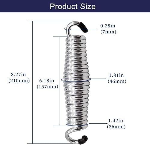 Miniatura 2 de Paquete de 2 resortes oscilantes de porche resistentes, capacidad de 1600 libras, resorte de acero inoxidable resistente a la corrosión para sillas
