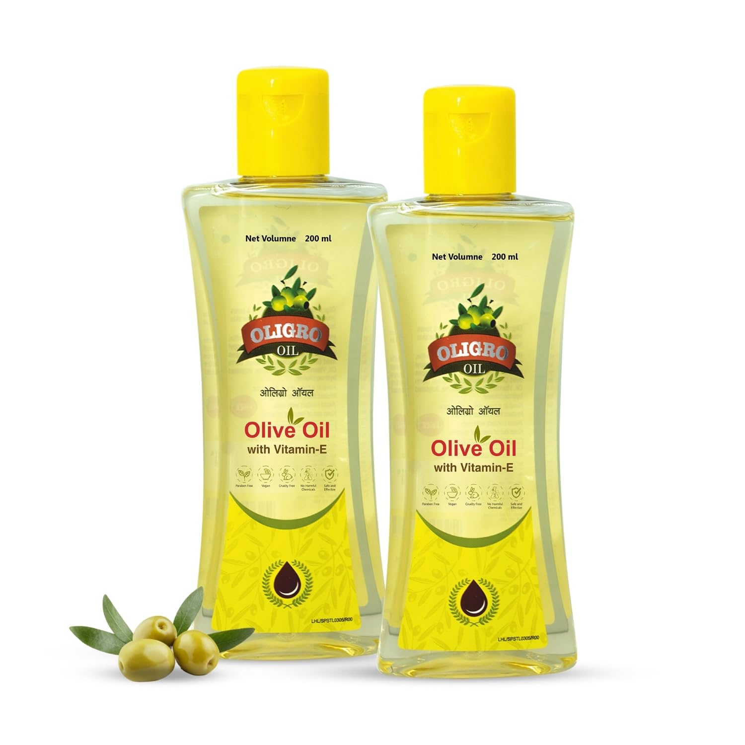 Oligro Olive Oil for Skin & Hair - 200ml (Pack of 2) | Helps to Reduce pain, Relieves Stress & Improves Blood Circulation | Infused with Vitamin E & Olive | 100% Pure & Natural for Men & Women