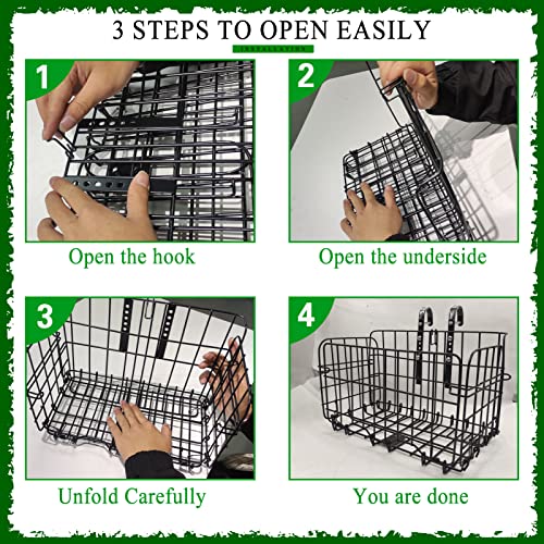 Bike Basket Front Bicycle Basket Front Handlebar Detachable Metal Adjustable Height Bike Baskets For Adult Bikes Womens Storage Pet Dog Foldable Bike Basket Bike Accessories (Black) #TOP5