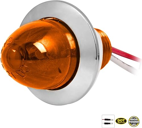 Miniatura 2 de GG Grand General 75400 1 pulgadas Mini empujetornillo sandía ámbarámbar luz LED con bisel plástico cromado