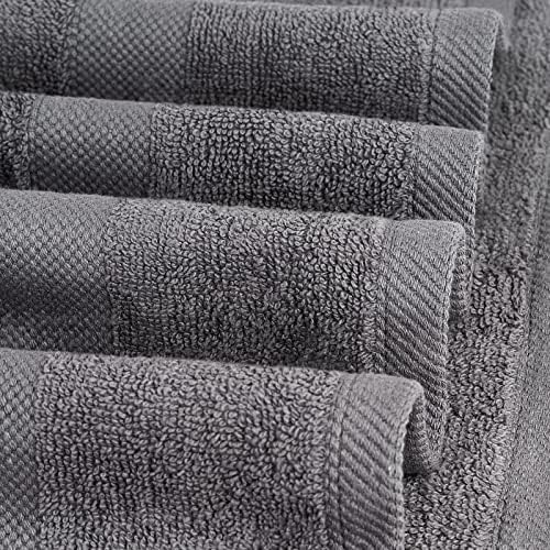 White Classic Wealuxe Grey Towels for Bathroom 6 Pack, Cotton Bath Towel Set for Hotel, Gym, Spa, Soft Extra Absorbent Quick Dry 22x44 Inch