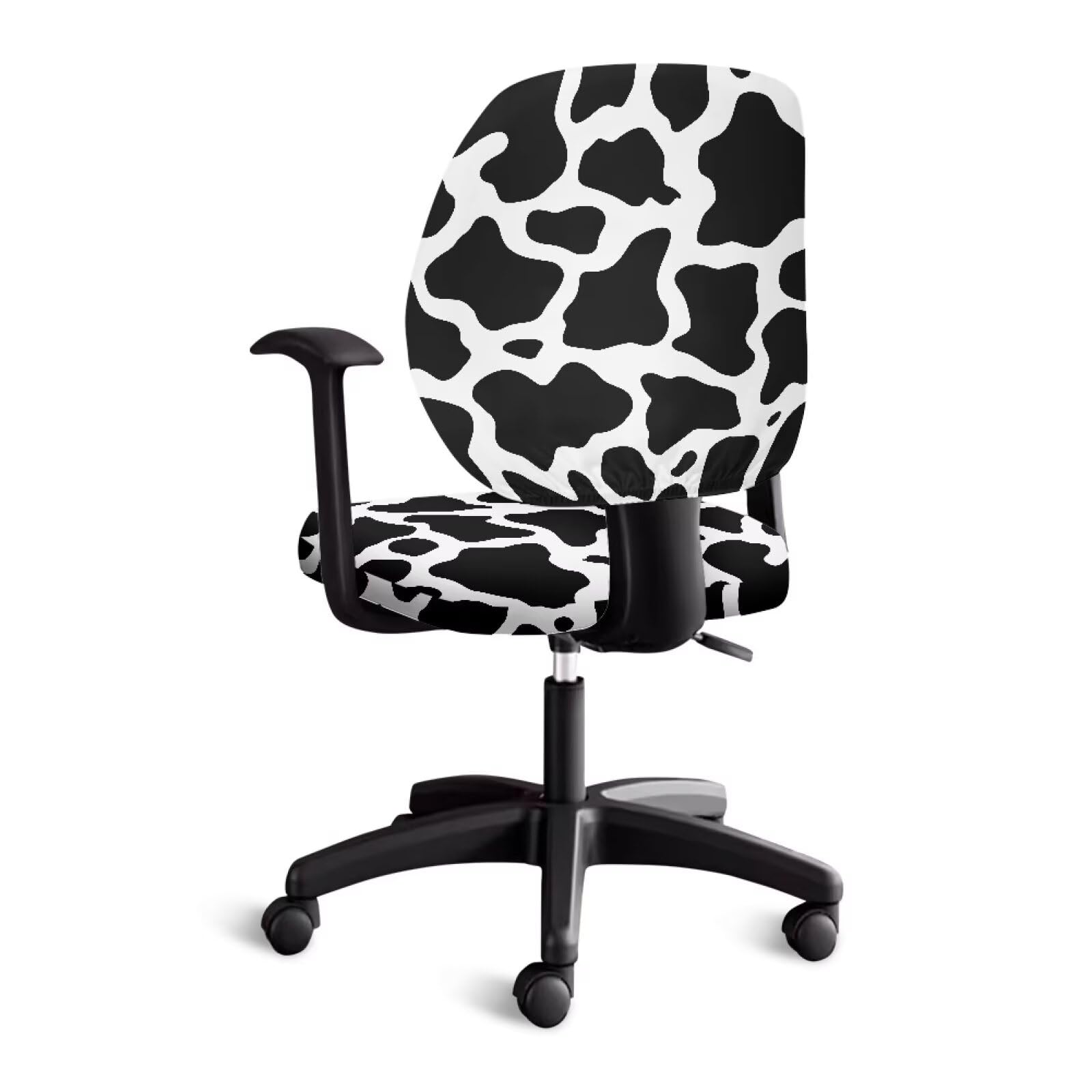 Cadowhimsy Cow Print 2 Pcs Office Chair Slipcovers Computer Chair Backrest and Cushion Seat Covers Stretchable Desk Chair Slipcovers Dining Chair Protective Covers for Office Worker