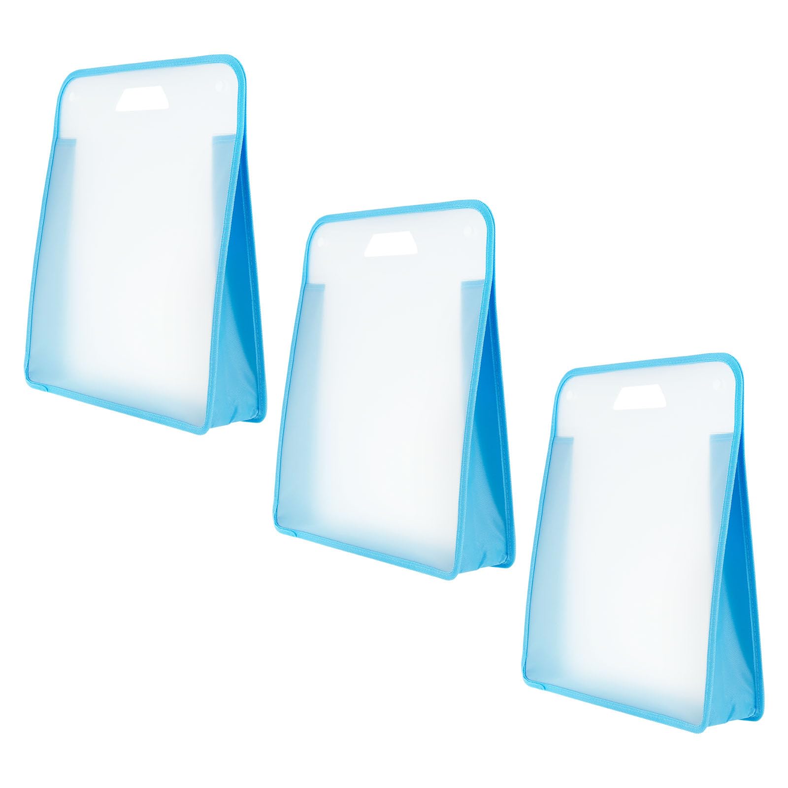 US 3Pcs Scrapbook Paper Storage Organizer Expanding Paper Folder Portable Paper Storage Bag with Double Button for School Office Teacher Student(3,Blue)