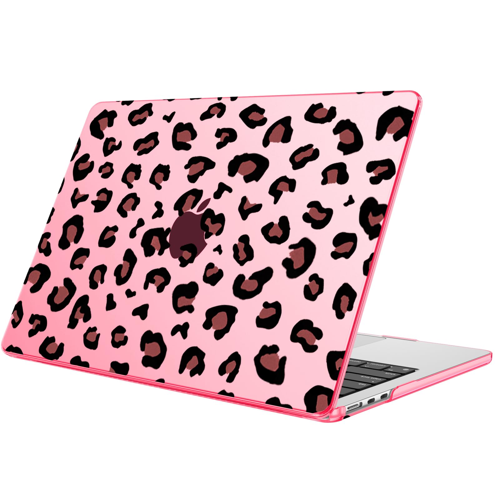 Fintie Hülle Kompatibel mit MacBook Air 13,6'' (2026-2022) M5 M4 M3 M2 A3449 A3240 A3113 A2681, Ultradünne Hartschale Schutzhülle Snap Cover, Rosa Leopard
