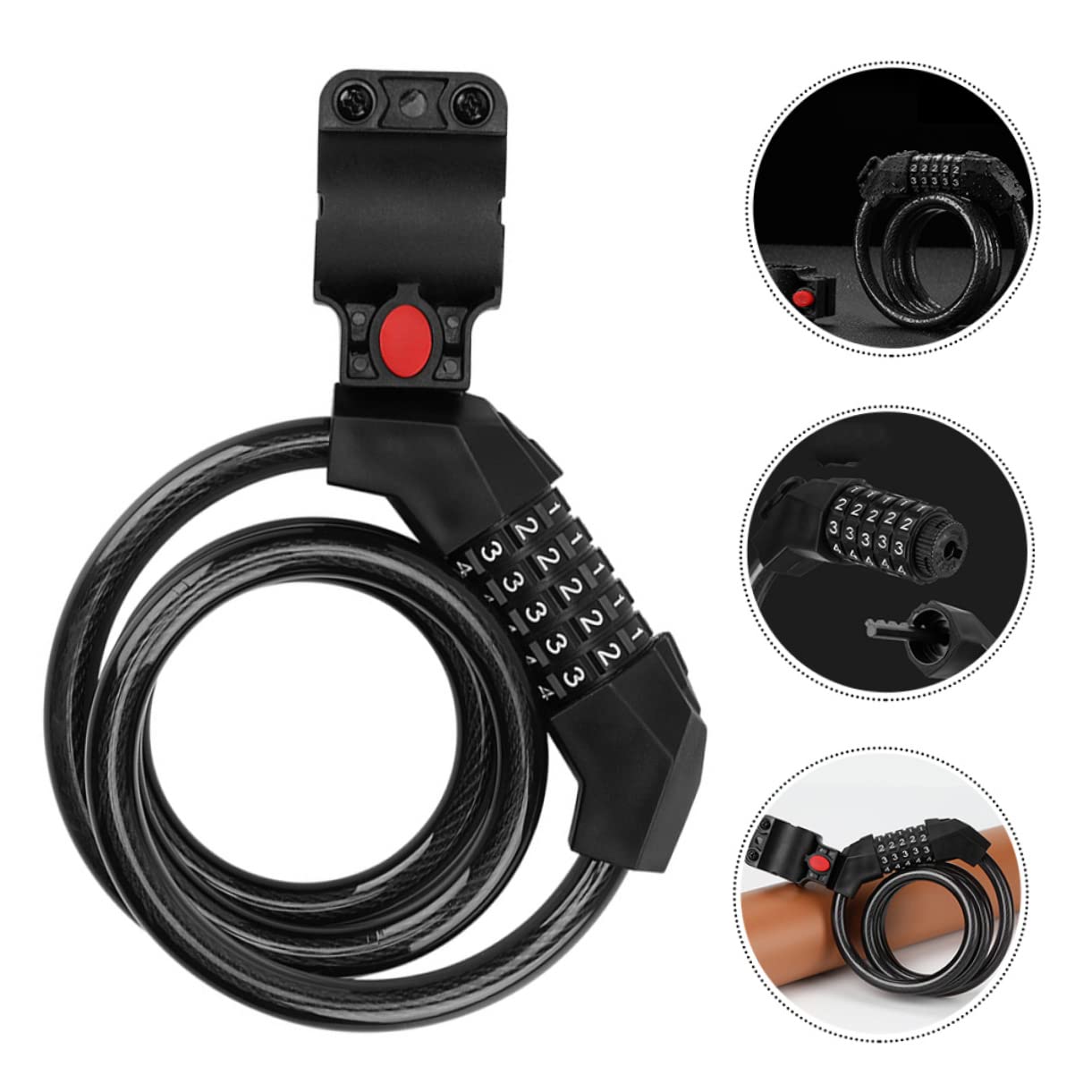 ibasenice Bike Locks for 5- Combination Steel Wire Aluminum Alloy Cycling Lock Padlock