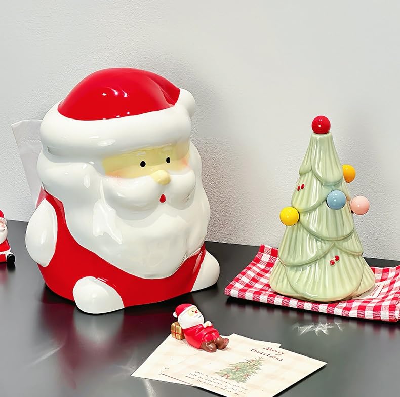 Decoración navideña de mesa y caja de pañuelos de Papá Noel para regalo de hogar 7