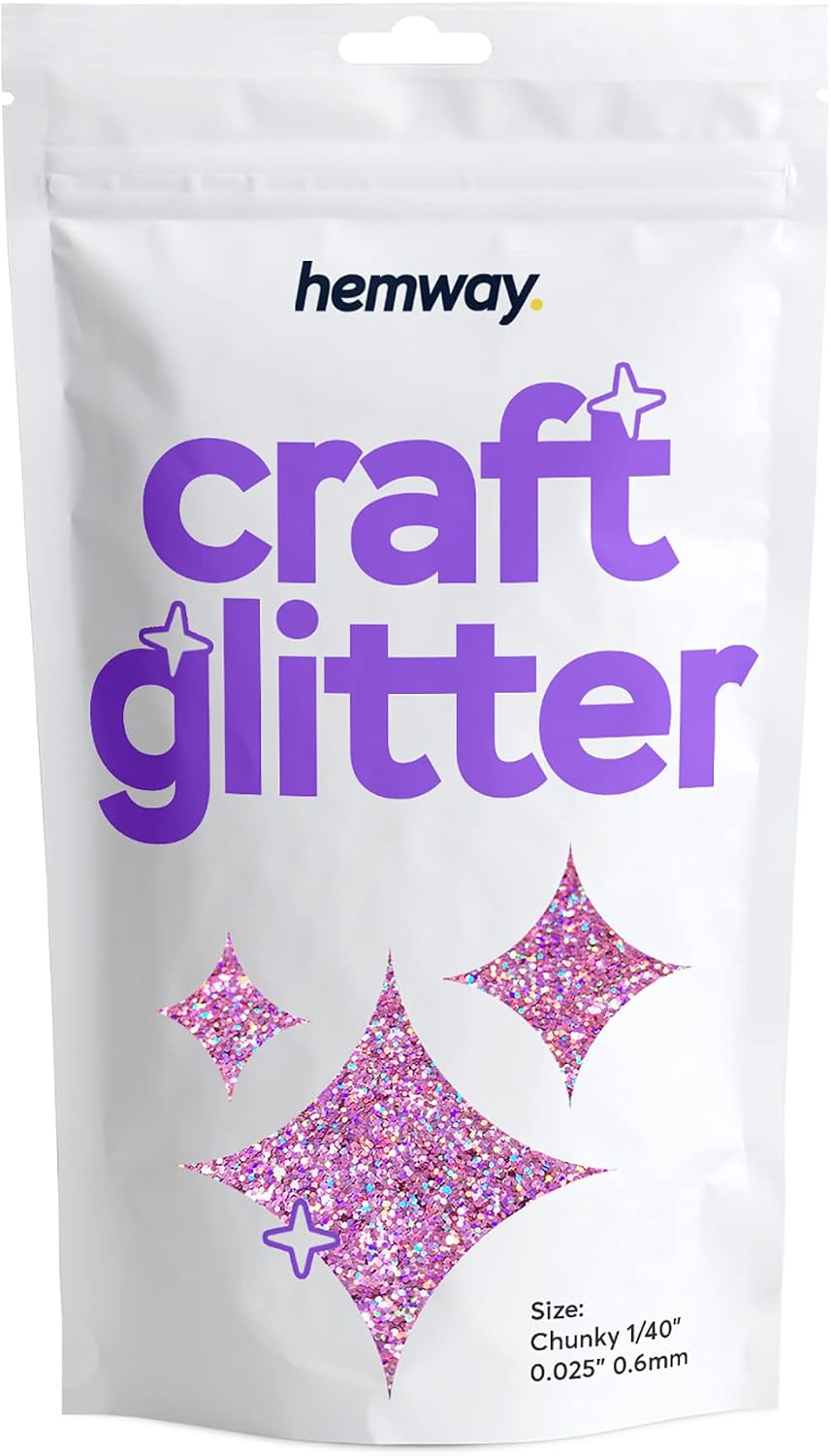 Hemway Craft Glitter Pink Holographic 100g Chunky Glitter for Crafts Resin, Cosmetic, Nail, Face, Body, Festival, Tumblers