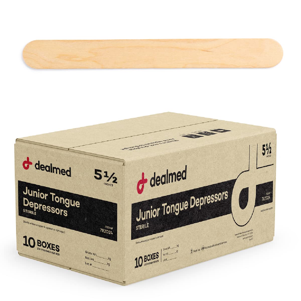 Dealmed 5.5” Junior Tongue Depressors 1000 Sterile Wood Tongue