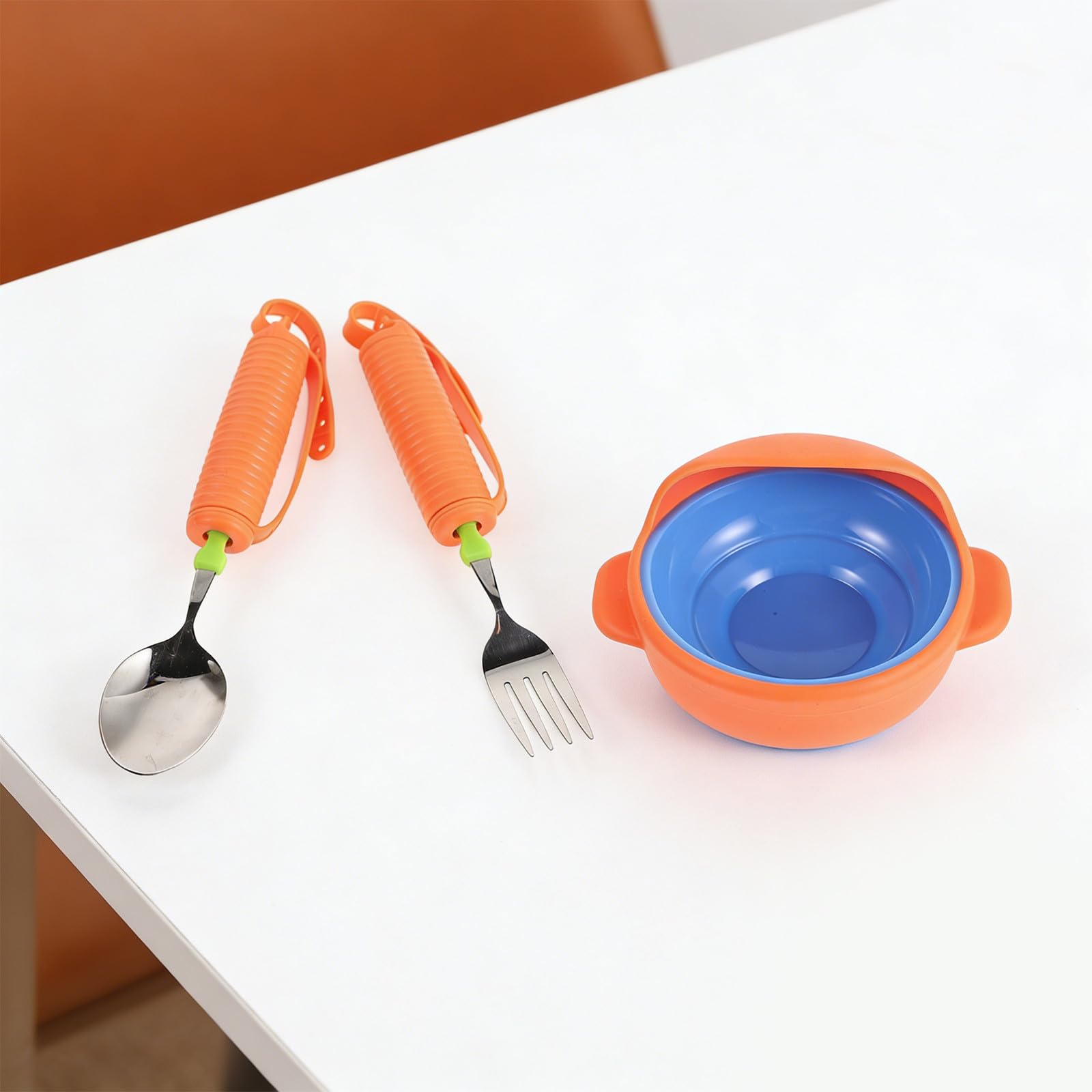 Juego de Cubiertos Antivibración para Personas Mayores Tazones Antiderrame y Diseño Resistente al Derrame y Caídas para Alimentación Asistida en Casa