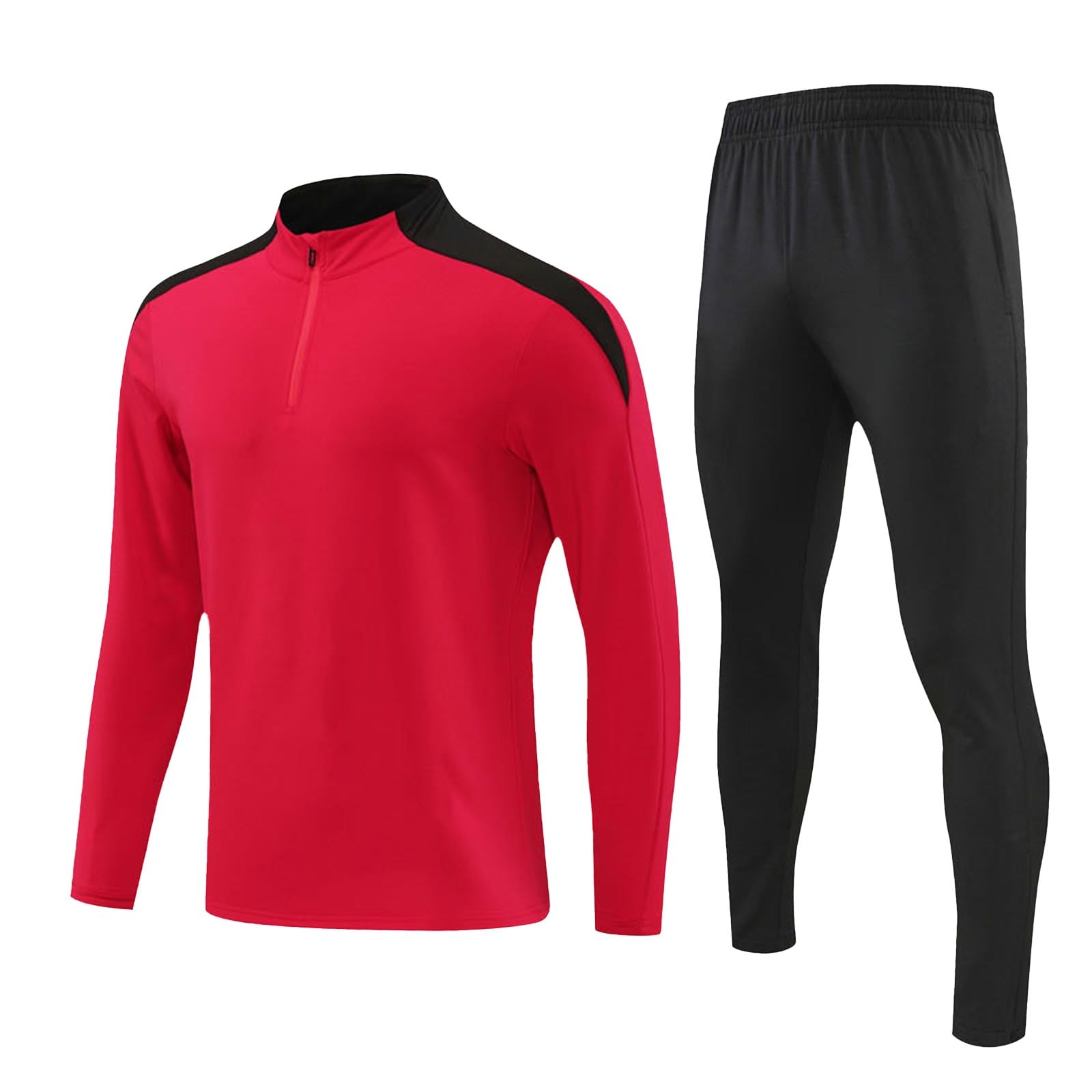 Tute da calcio da uomo, tuta da corsa da uomo con mezza zip, set da 2 pezzi