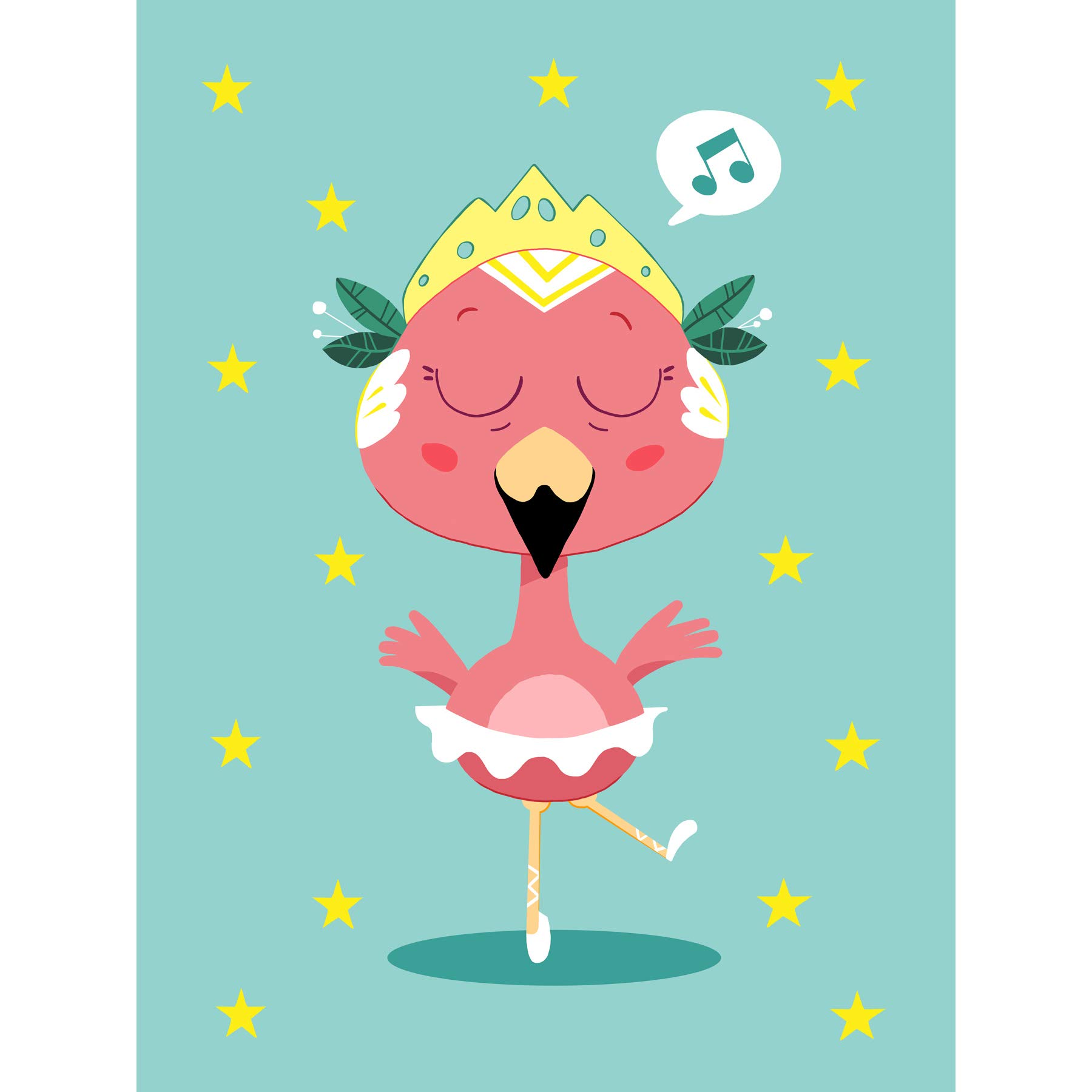 Wee Blue Coo Kawaii Flamingo Ballet Large Art Print Poster Wall Decor