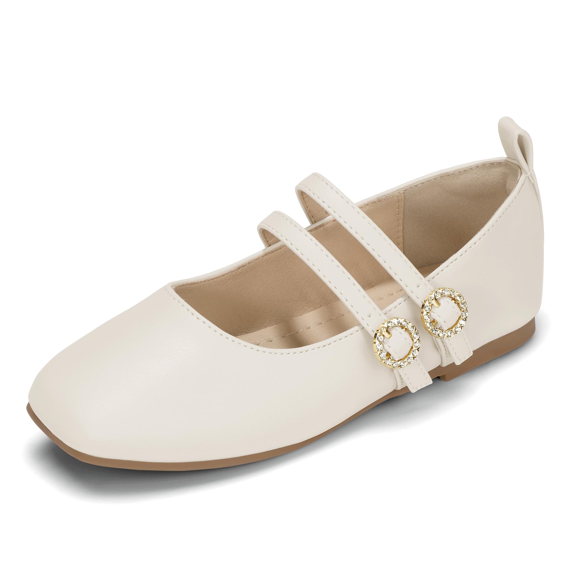 Hehainom Girls Dress Shoes Rhinestone Square Toe Toddler Flower Girl Ballet Flats Little Big Kids Mary Jane School Party Wedding Shoes