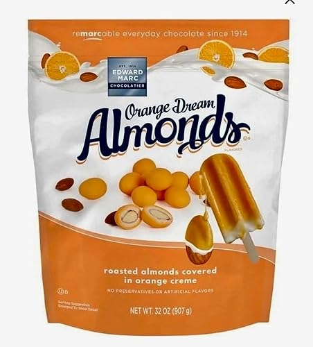 Miniatura 5 de Edward Marc Orange Dream Almonds, (2) bolsas de 32 onzas + caja de regalo XALEZ TM