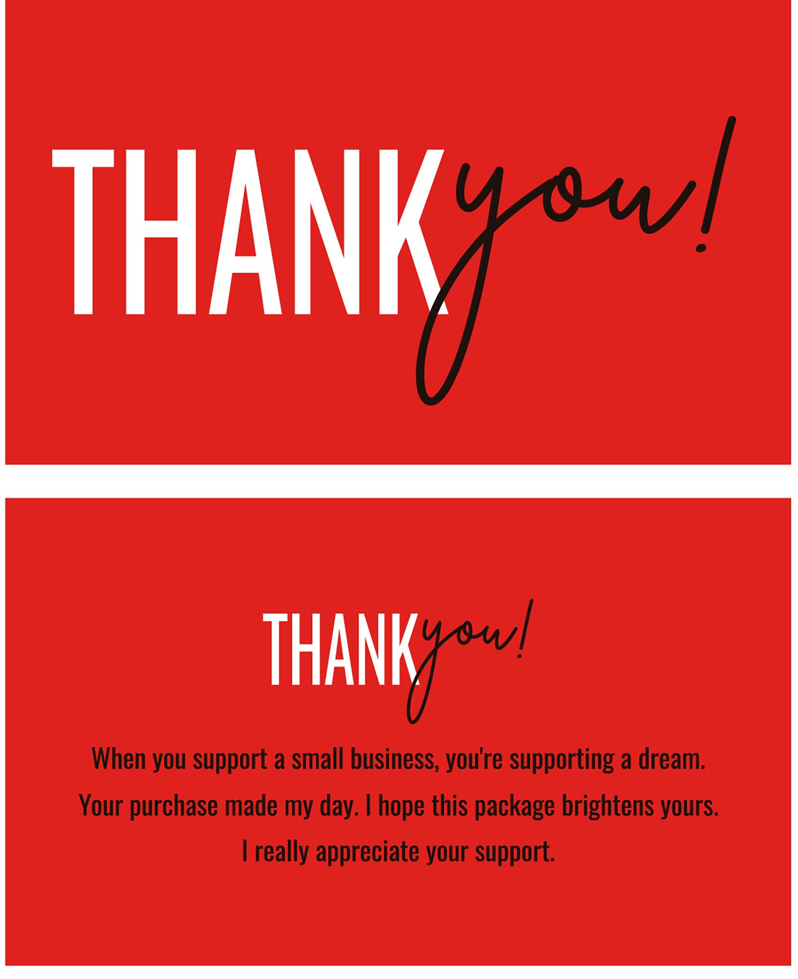 RXBC2011 Thank You for your support Cards Handwritten Lettering Design Thank you small business Card Pack of 100 (red)