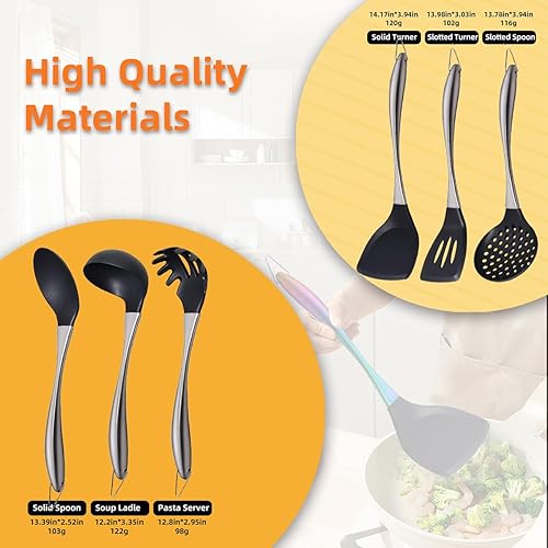 Miniatura 6 de Juego de utensilios de cocina, juego de utensilios de cocina de silicona antiadherente grande, 6 piezas, hechos de silicona de grado alimenticio