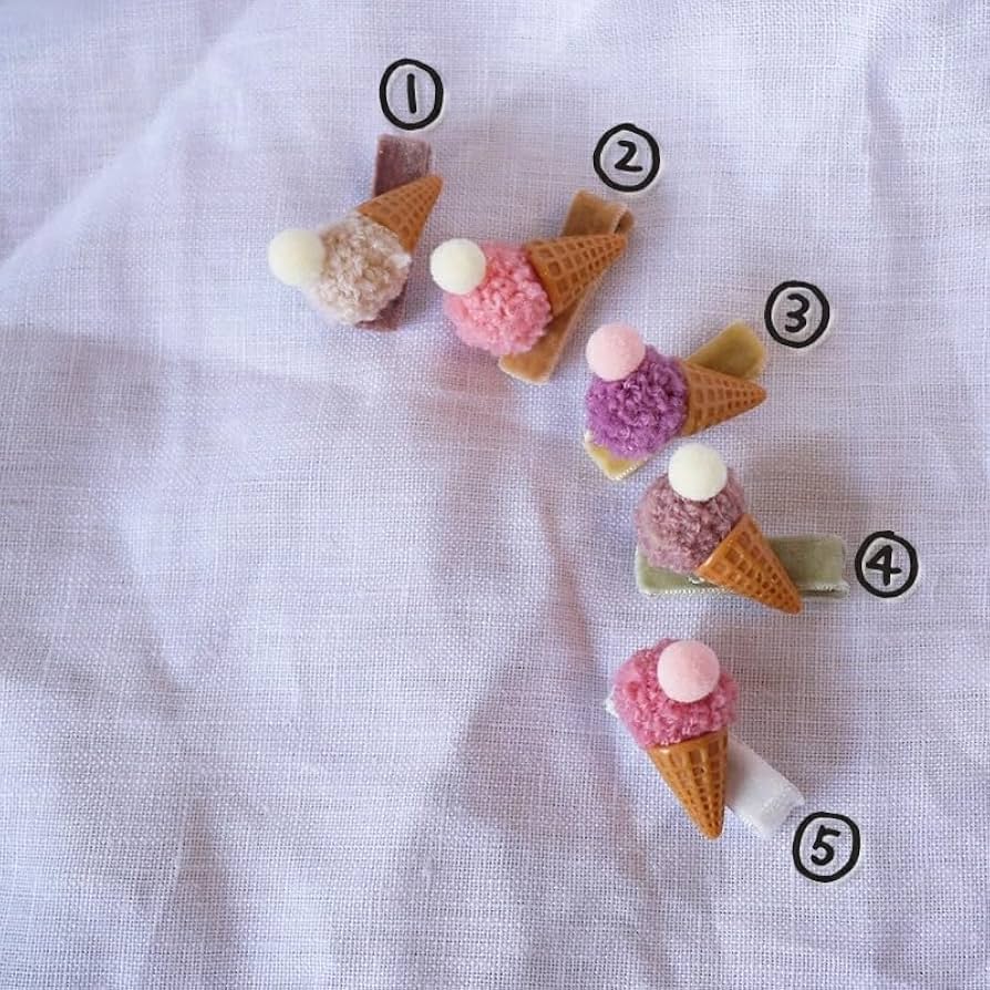 Newベビーヘアクリップ　アイスクリーム　ハンドメイド　ヘアピン　ヘアゴム Newベビーヘアクリップアイスクリームハンドメイドヘアピンヘアゴム