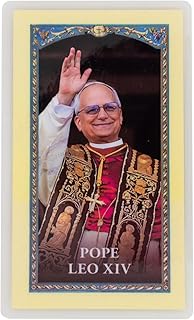 Pope Leo XIV Laminated Holy Card | Prayer for the Current Pope | Great Catholic Gift for First Holy Communion and Confirmation | Made in Italy (Photo Style)