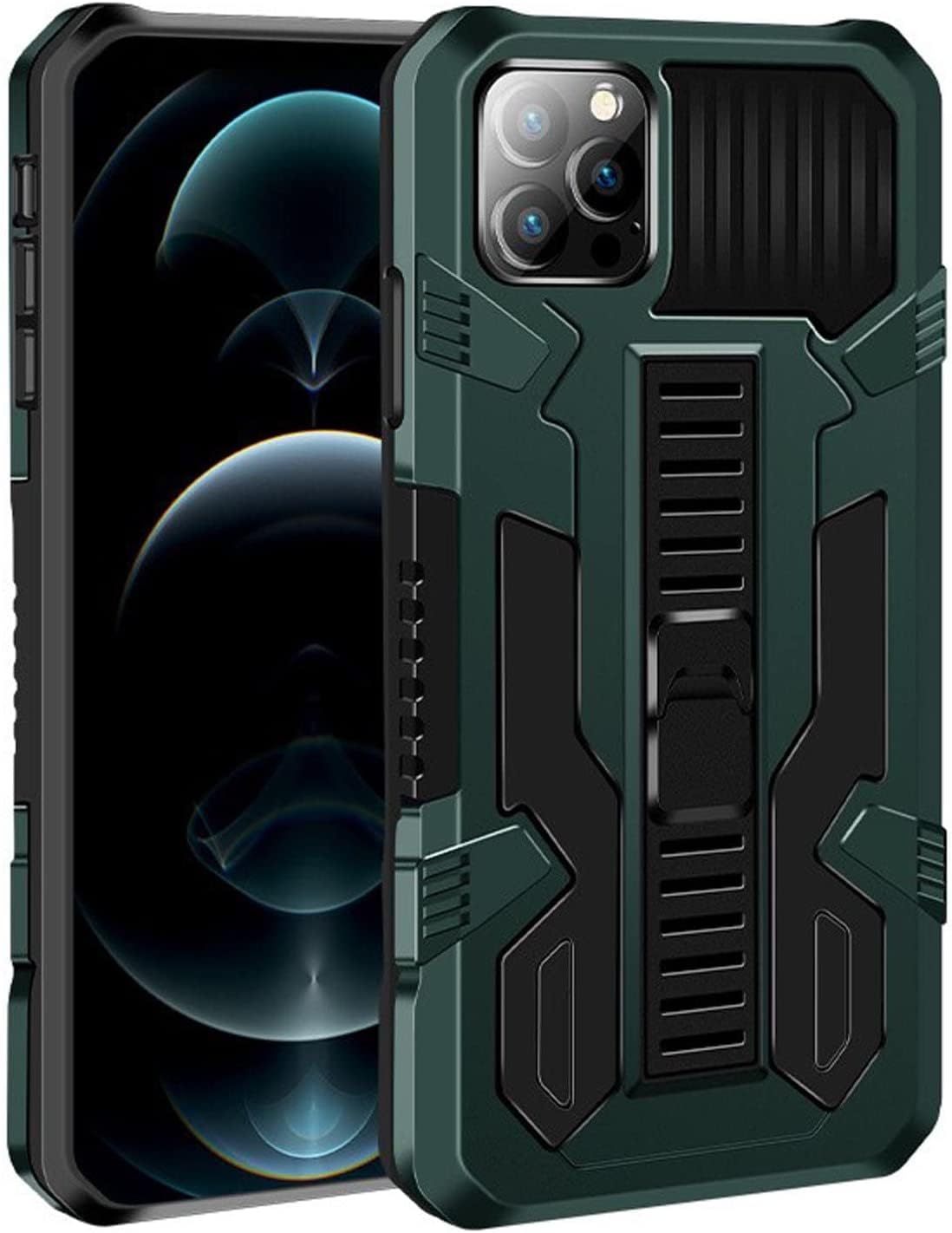 Coque antichoc pour iPhone 14 avec béquille robuste verte
