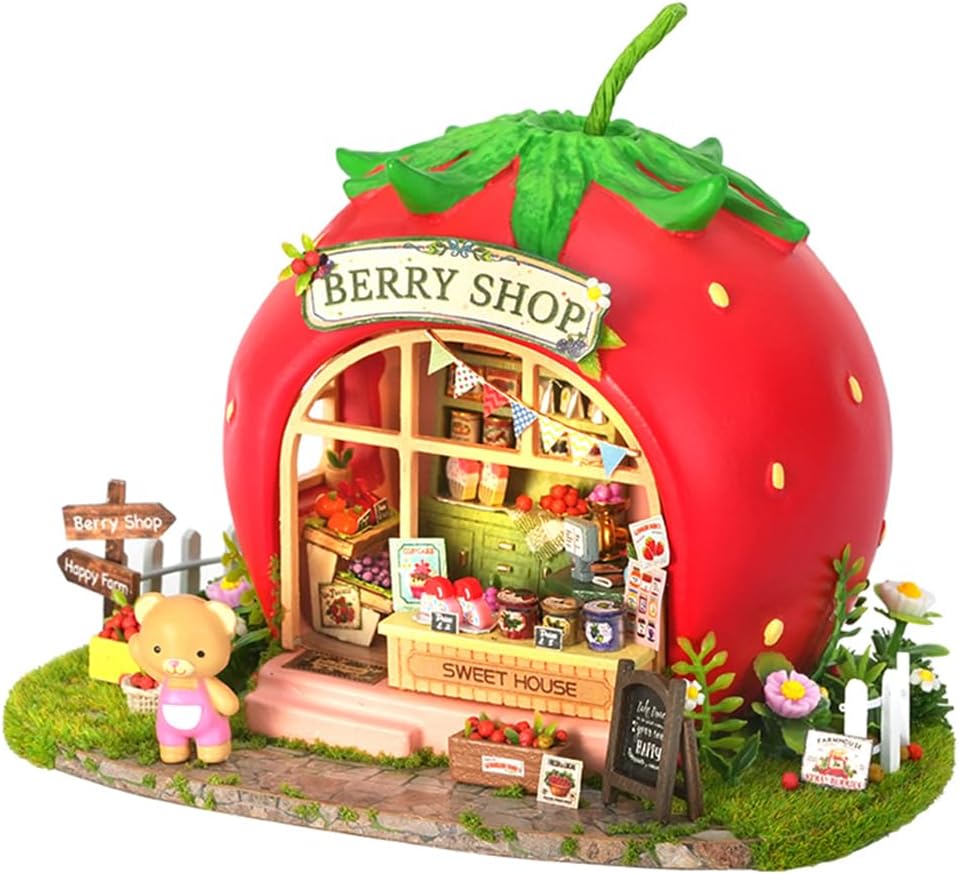 DIY Miniature House, Book Nook Kit with LED Light, 3D Puzzle Wooden Miniature House Kit for Adults, Dollhouse Bookshelf Decor Gifts for Friend and Parents (A15)