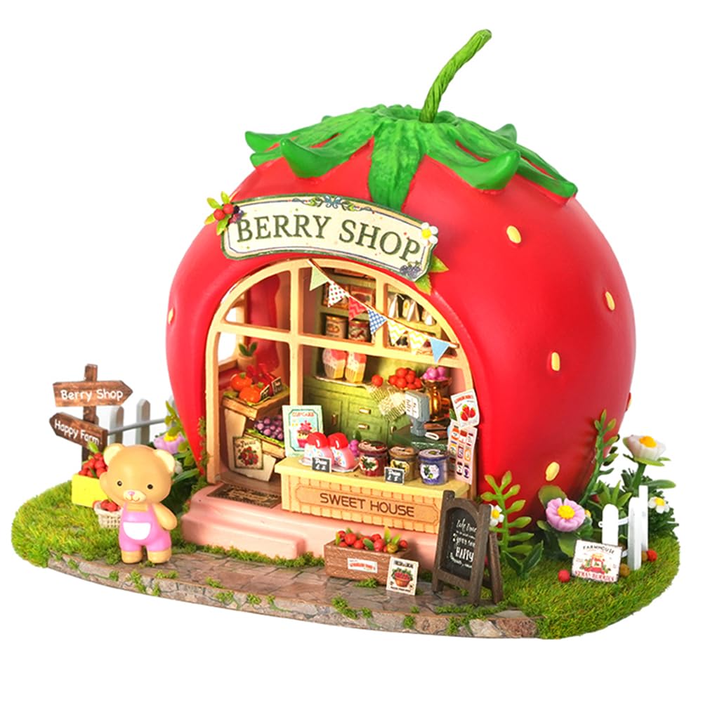 DIY Miniature House, Book Nook Kit with LED Light, 3D Puzzle Wooden Miniature House Kit for Adults, Dollhouse Bookshelf Decor Gifts for Friend and Parents (A15)