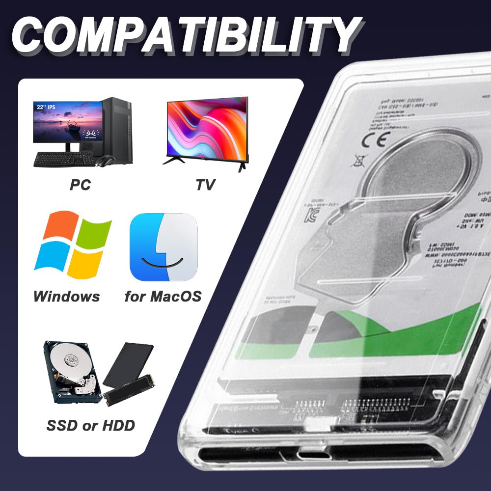 Xiatiaosann 6 Gb/s bez narzędzi USB 3.0 do SATA III 7 mm / 9,5 mm dysk twardy dysk twardy dysk twardy dysk twardy 2,5 cala UASP z przedłużaczem USB do typu C