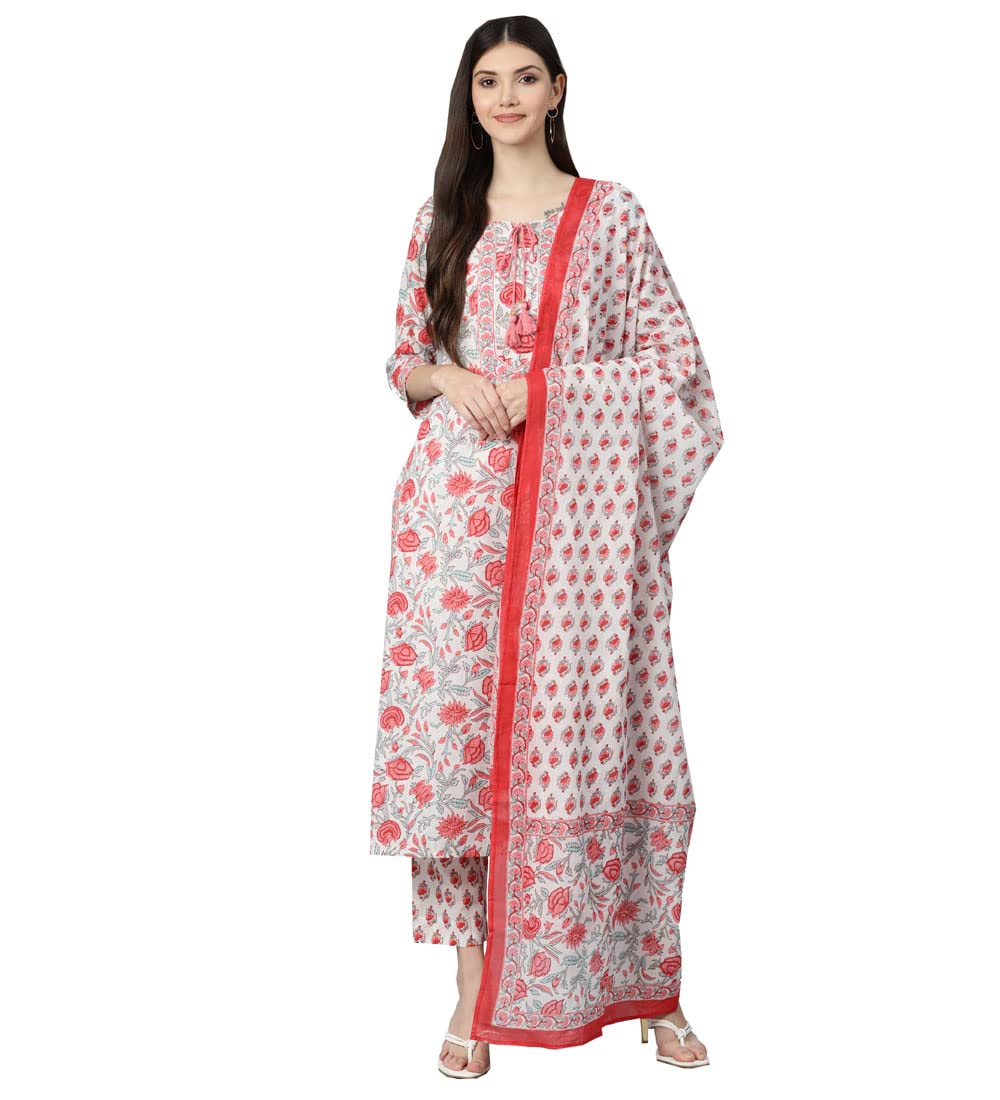 divena White Floral Printed Kurta Pant Set with Dupatta-picture-27