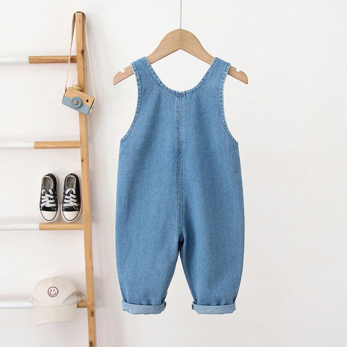 Salopette Neonato Unisex in Denim di Cotone, Tuta a Bottoni Regolabile (6M-5A) - Jeans Elastici Morbidi, Completo Monopezzo per Gioco