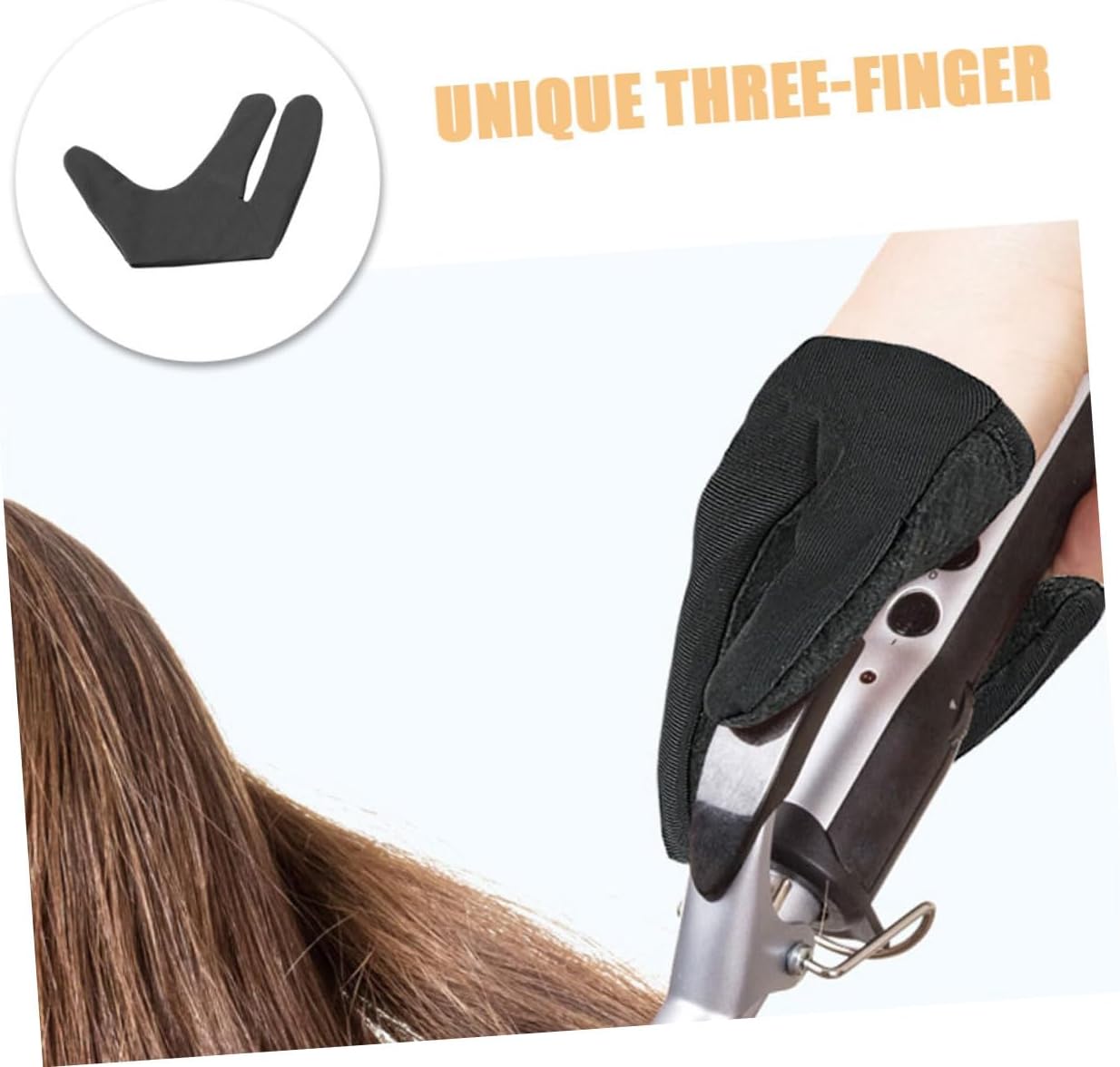 Heat Resistant Three-Finger Gloves for Hair Styling Reusable Thermal Mitts for Curling Wand and Straightening Ergonomic Design for Comfort and Care Tasks