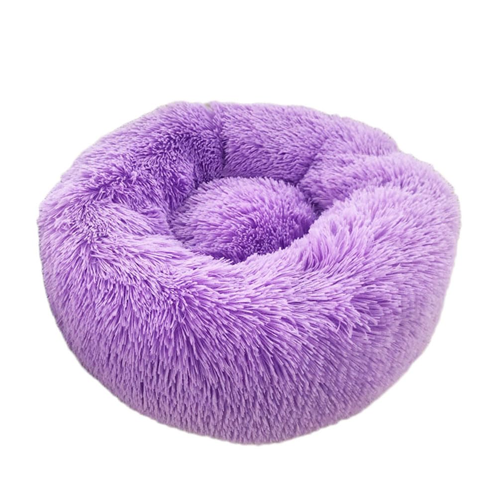 YOUCAI Puppy Bed for Medium Small Dogs Cats Non-Slip Bottom Fluffy Calming Kitten Bed for Small Dog and Puppy Plush Cuddler Pet Bed Round Plush Dog Bed,Purple,100cm — image 1