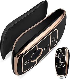 ZTANRWQ Smart Car Key Case, Car Key Case, Suitable for S, E, C, A Class AMG Key Fob Key Case (Black Gold)