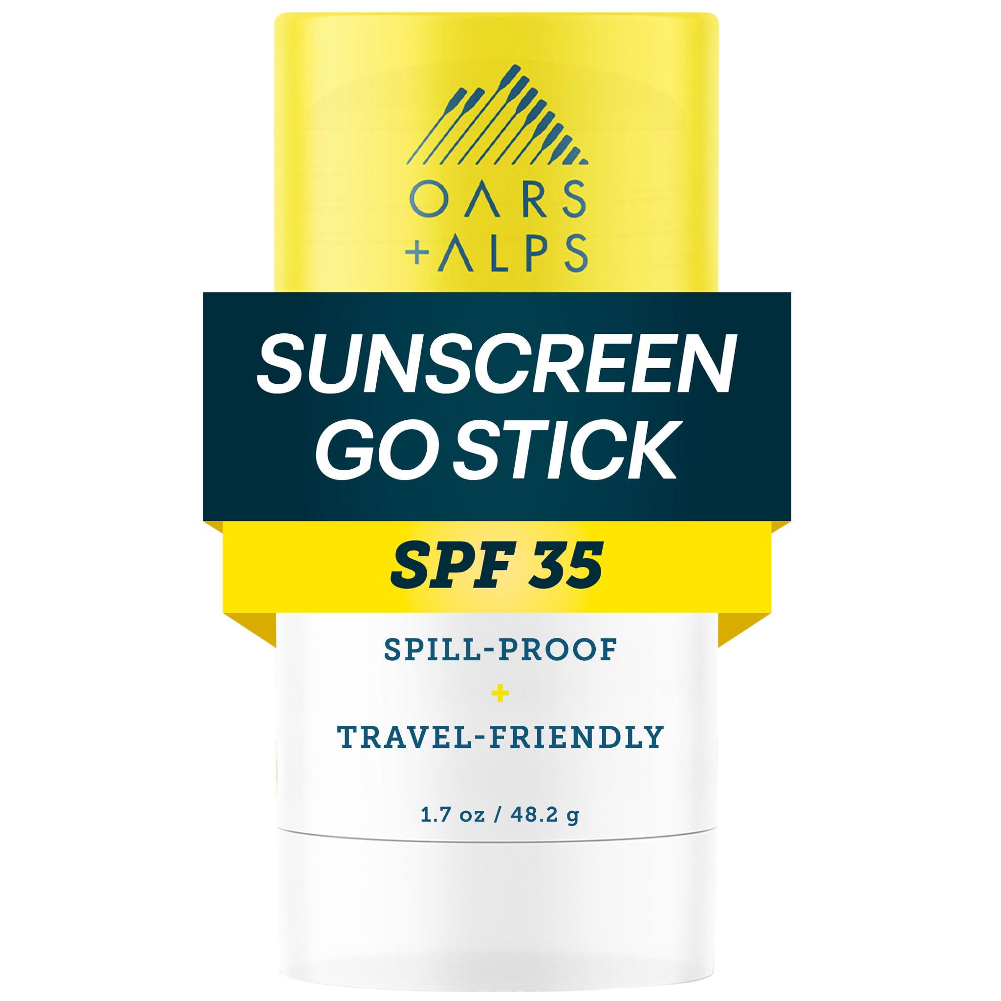 Oars + Alps Go Stick Clear Sunscreen and Sunblock with Jojoba Oil, Water and Sweat Resistant, Reef Safe, SPF 35, 1.7 Oz