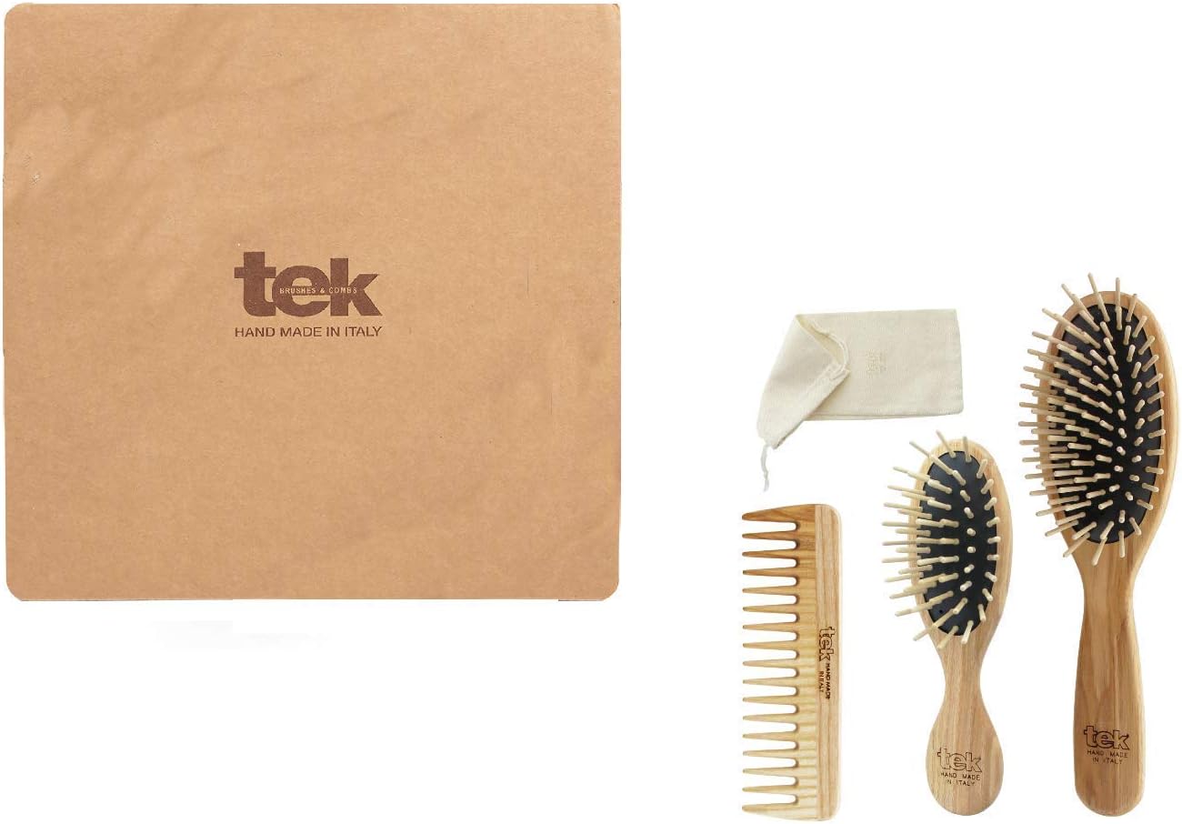 Big Oval Brush + Small Oval Brush + Small Wood comb + natural case gift box