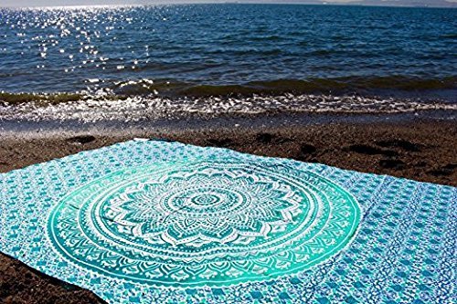 Popular Handicrafts Tapestry Wall Hanging Ombre Hippie Mandala Bohemian Hippy Intricate Indian Tapestries Bedspread 90 x 108 inches (230cm x 270cm) Green - Image 2