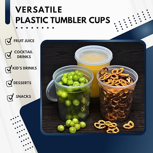 Miniatura 7 de Contenedores de delicatessen con tapas 32 onzas paquete de 40 recipientes desechables transparentes a prueba de fugas  Contenedores redondos de