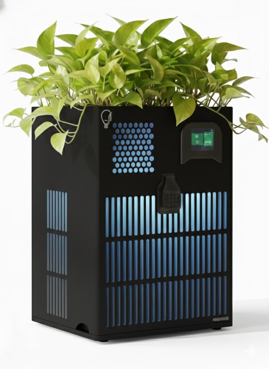 Greenverse Air Buddi Pro Hybrid Air Purifier | H14 HEPA 75 mm Thick with Carbon, Pre & Plant-Based Bio Filter | PM2.5 & PM10 Monitoring | Touch & WiFi Control | Up to 700 Sq Ft | Graphite Black