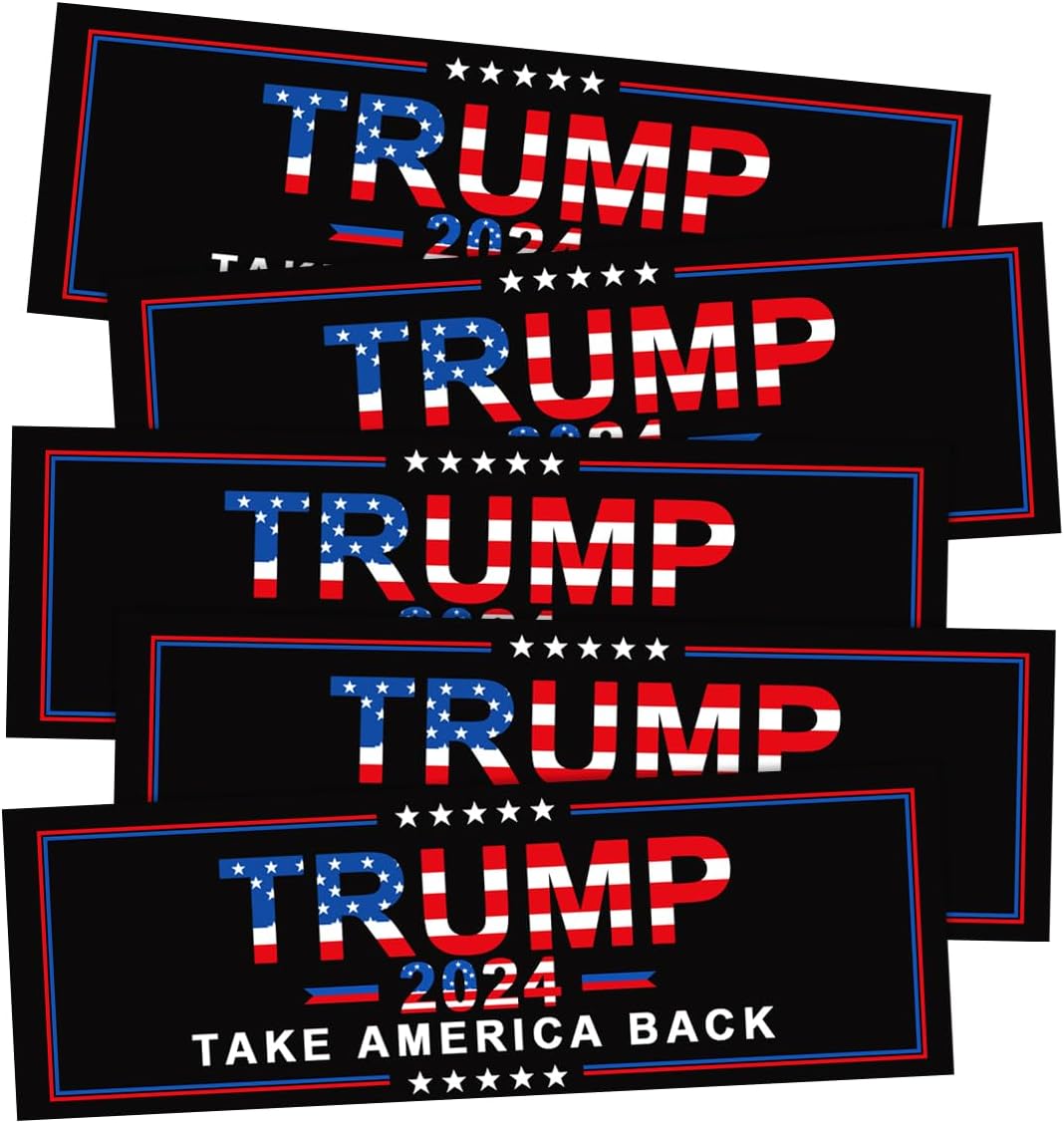 Mandark 5PCS Car Trump 2024 Stickers, President Donald Trump Take America Back Vinyl Decals for Vehicle Bumper Window Laptop, Self-Adhesive Auto Decor Sticker, Universal for SUV, Truck, RV (Black)