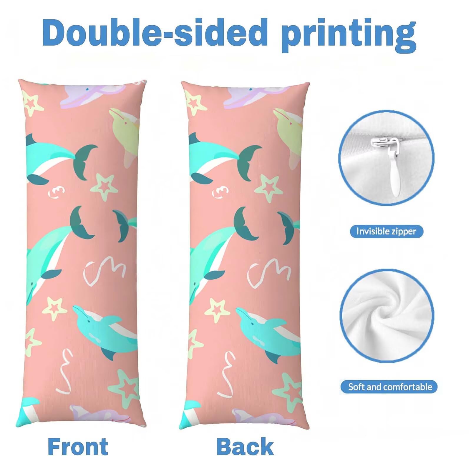 Fodera Cuscino 50 x 150 cm, Rosa-9 Velluto Copricuscini Letto, | con Invisibile Cerniera, Morbida e Traspirante, per biancheria da letto, divano, hotel, chi dorme sul fianco Animali-4 j-135
