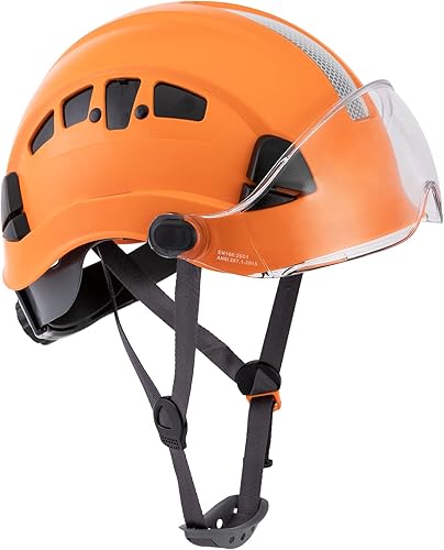 Casco de seguridad para construcción con visera ANSI Z89.1, aprobado por la OSHA, casco ventilado para trabajo con correa para la barbilla, casco de