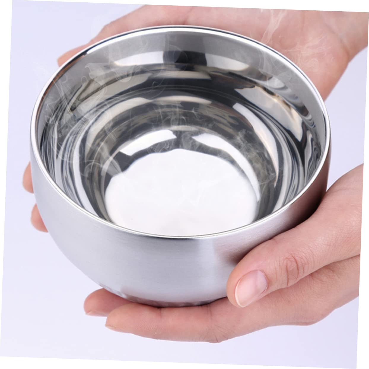 ABOOFAN Lot De 3 Bols À Soupe En Acier Inoxydable De 14 Cm Double Couche D'isolation Bol À Riz Bol De Service Alimentaire Incassable Argenté