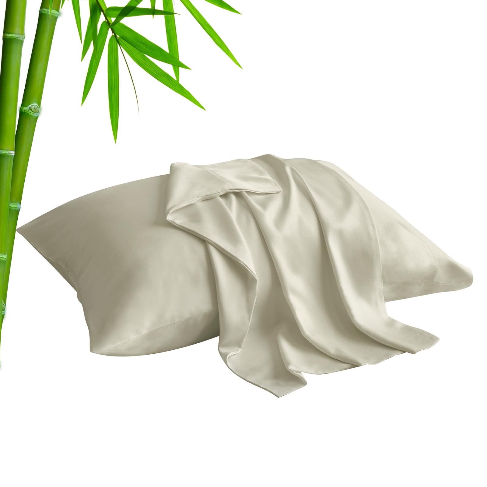 BEDELITE Pillow Cases Standard Size 2Pcs, Rayon Derived from Bamboo, Linen